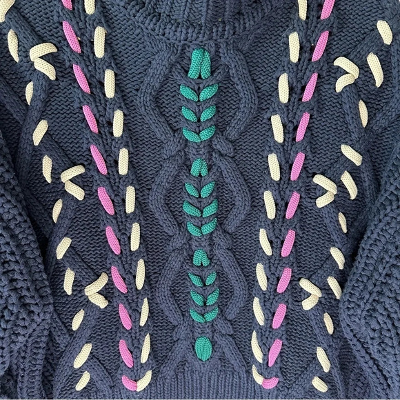 ISABEL MARANT ÉTOILE Navy Zola Cable-Knit Sweater Pullover SZ FR 38, US 6, M - Picture 3 of 9